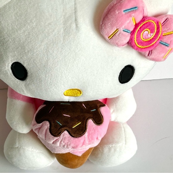 🩷Hello Kitty Adorable Large Plush With Ice Cream Cone. Pink & White - Picture 4 of 4